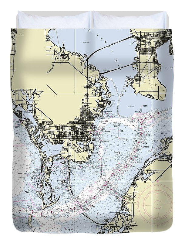 Tampa Bay Nautical Chart - Duvet Cover