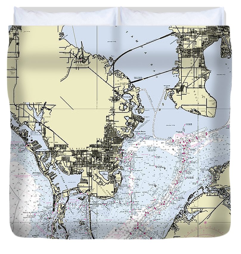 Tampa Bay Nautical Chart Duvet Cover