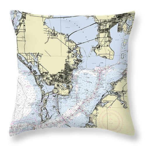 Tampa Bay Nautical Chart - Throw Pillow