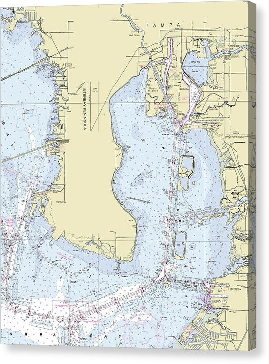 Tampa Florida Nautical Chart Canvas Print