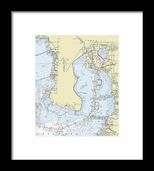 Tampa Florida Nautical Chart - Framed Print