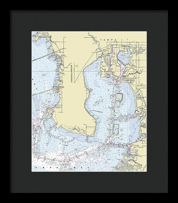 Tampa Florida Nautical Chart - Framed Print