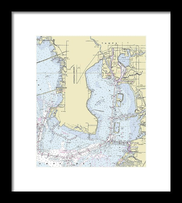 Tampa Florida Nautical Chart - Framed Print