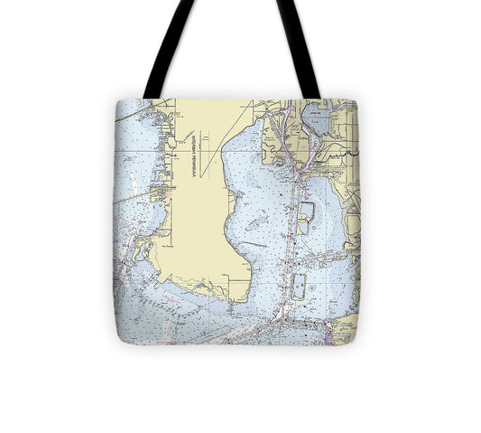 Tampa Florida Nautical Chart Tote Bag