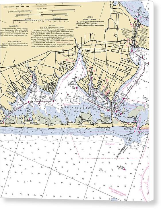 Tania Bay-new York Nautical Chart - Canvas Print