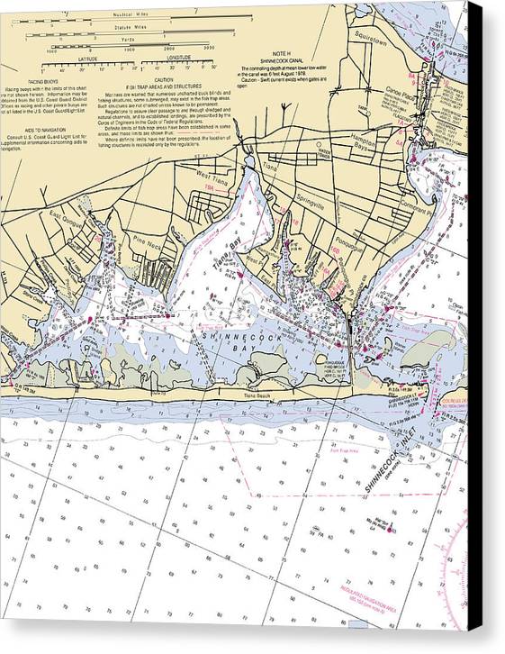 Tania Bay-new York Nautical Chart - Canvas Print