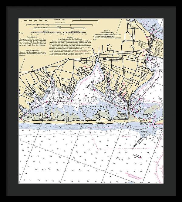 Tania Bay-new York Nautical Chart - Framed Print