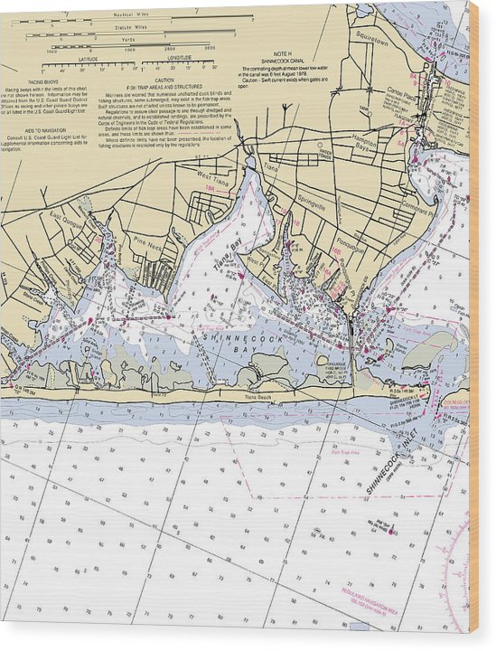 Tania Bay-New York Nautical Chart Wood Print