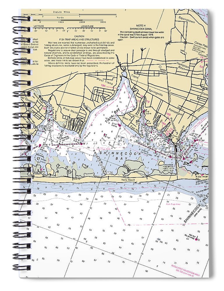 Tania Bay New York Nautical Chart Spiral Notebook