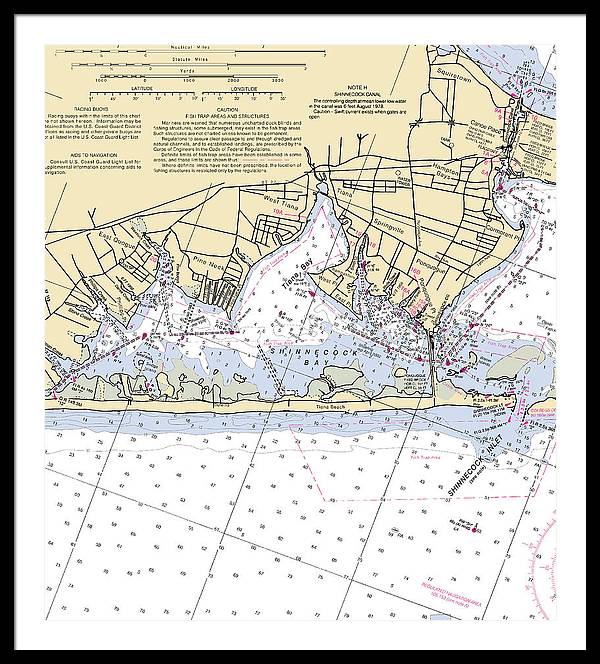 Tania Bay-new York Nautical Chart - Framed Print