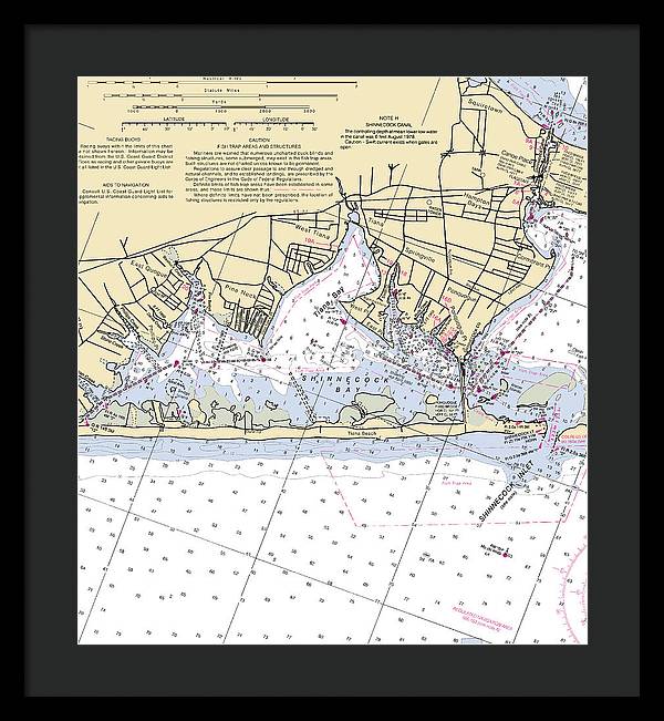 Tania Bay-new York Nautical Chart - Framed Print