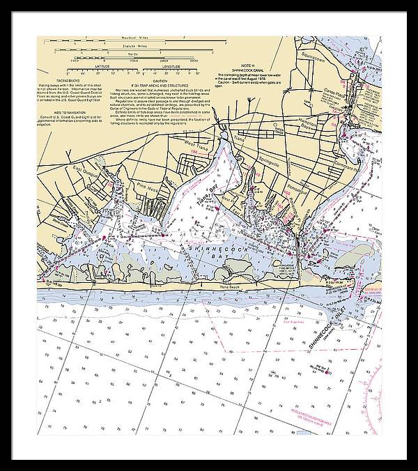 Tania Bay-new York Nautical Chart - Framed Print