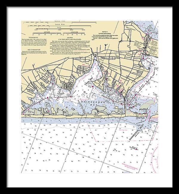 Tania Bay-new York Nautical Chart - Framed Print