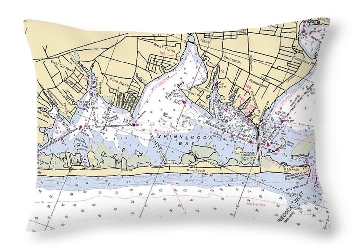 Tania Bay-new York Nautical Chart - Throw Pillow