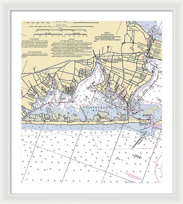 Tania Bay-new York Nautical Chart - Framed Print