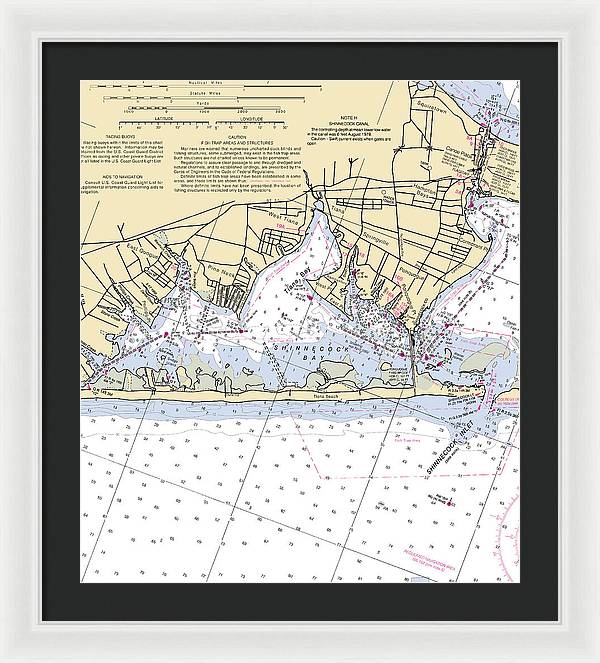 Tania Bay-new York Nautical Chart - Framed Print