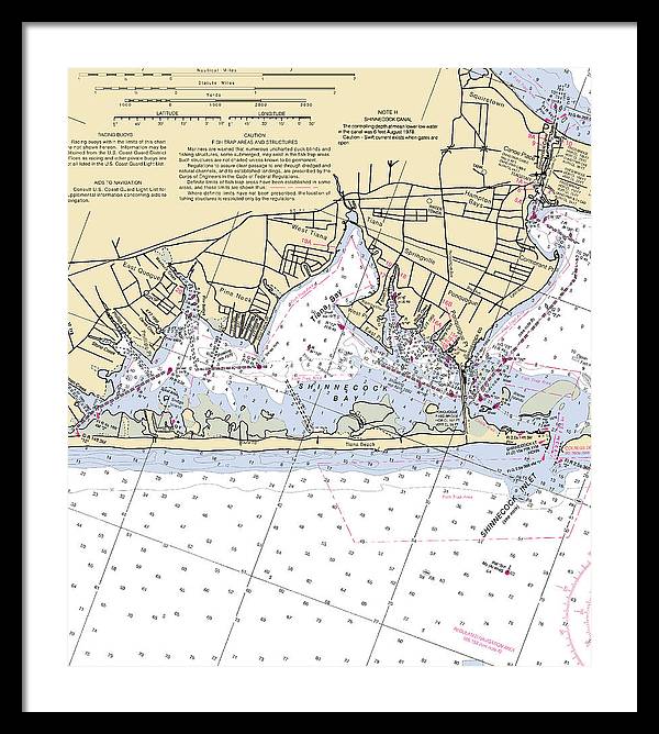 Tania Bay-new York Nautical Chart - Framed Print