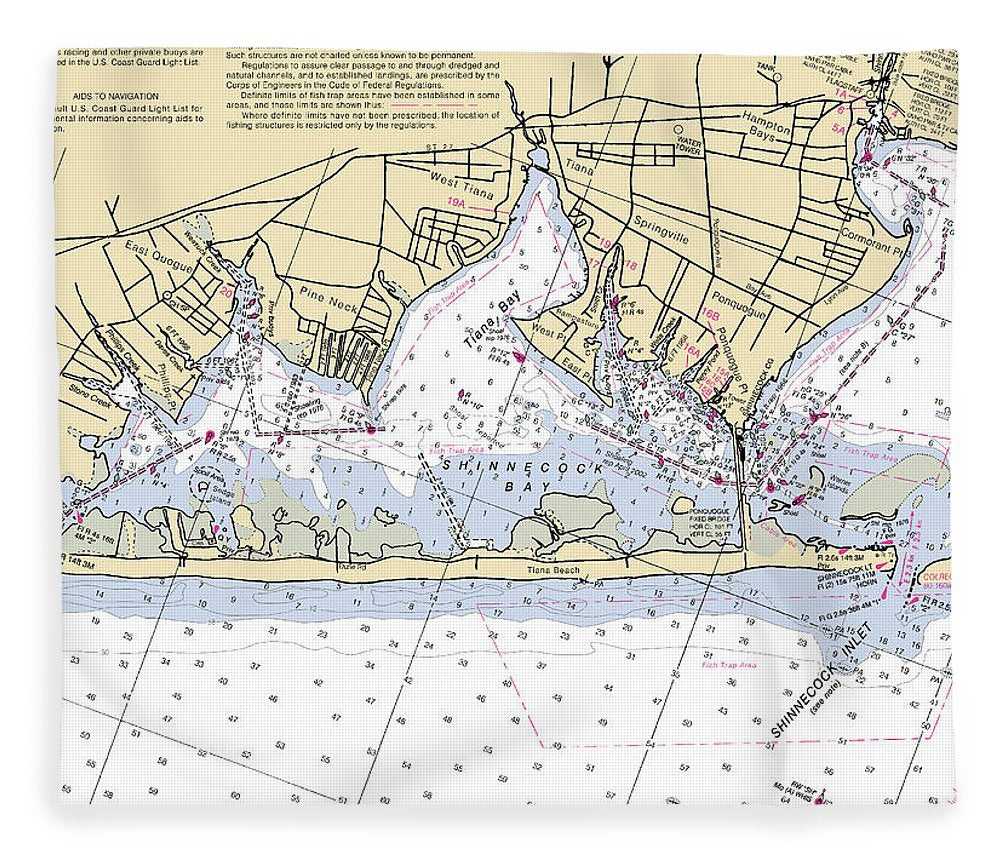 Tania Bay New York Nautical Chart Blanket