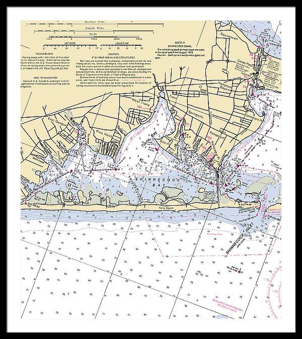 Tania Bay-new York Nautical Chart - Framed Print