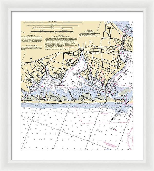 Tania Bay-new York Nautical Chart - Framed Print