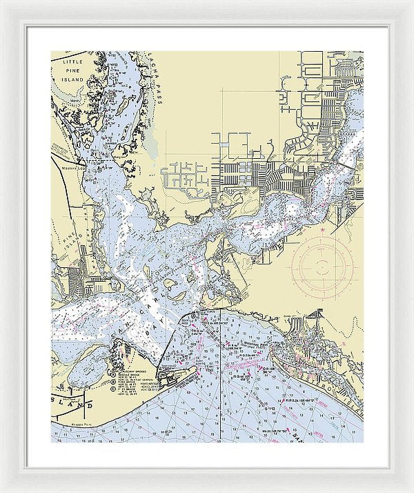 Tarpon Point Florida Nautical Chart - Framed Print