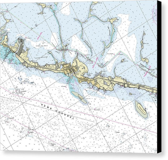 Tavernier Florida Nautical Chart - Canvas Print