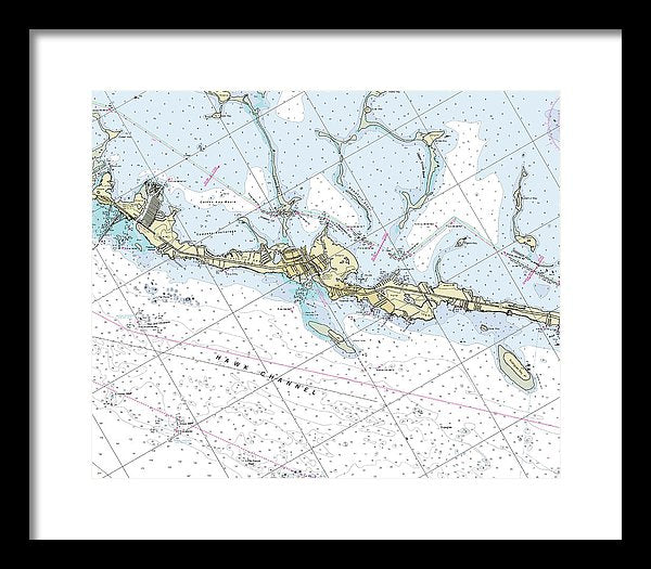 Tavernier Florida Nautical Chart - Framed Print