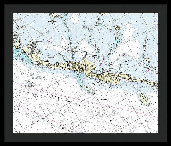 Tavernier Florida Nautical Chart - Framed Print