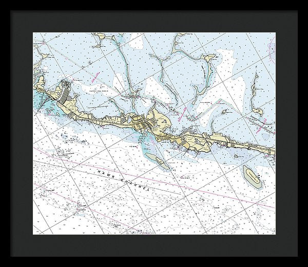 Tavernier Florida Nautical Chart - Framed Print