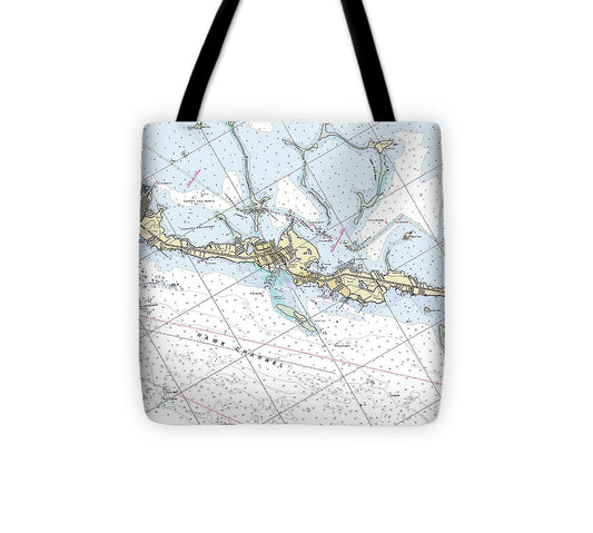 Tavernier Florida Nautical Chart Tote Bag