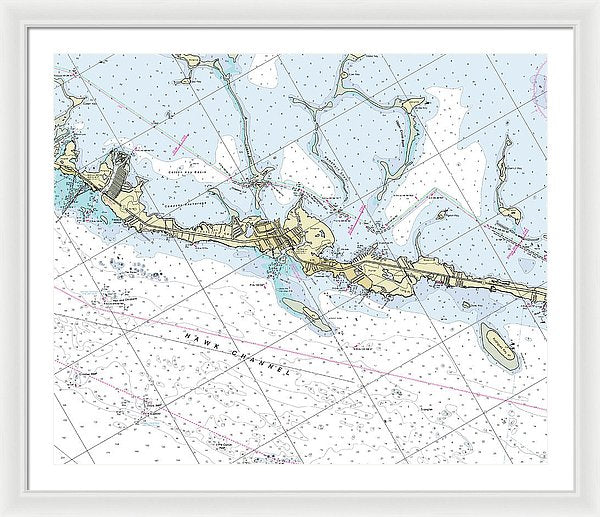 Tavernier Florida Nautical Chart - Framed Print