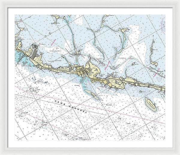 Tavernier Florida Nautical Chart - Framed Print