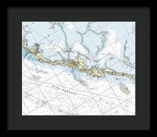 Tavernier Florida Nautical Chart - Framed Print