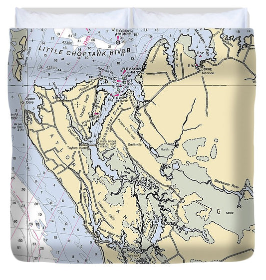 Taylors Island Maryland Nautical Chart Duvet Cover