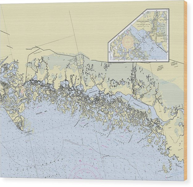 Ten Thousand Islands Florida Nautical Chart Wood Print