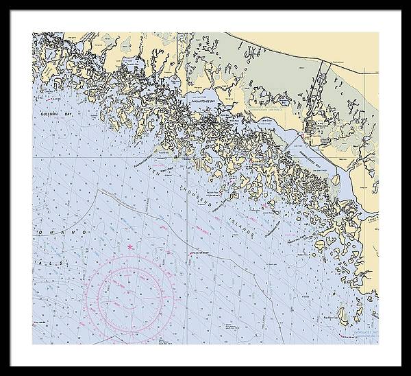 Ten Thousand Islands -florida Nautical Chart _v2 - Framed Print