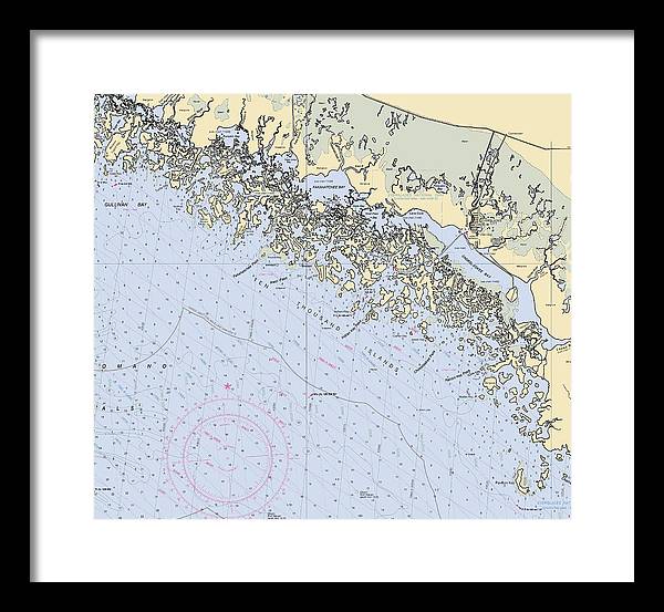 Ten Thousand Islands -florida Nautical Chart _v2 - Framed Print