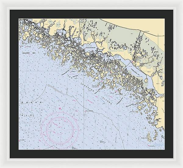 Ten Thousand Islands -florida Nautical Chart _v2 - Framed Print