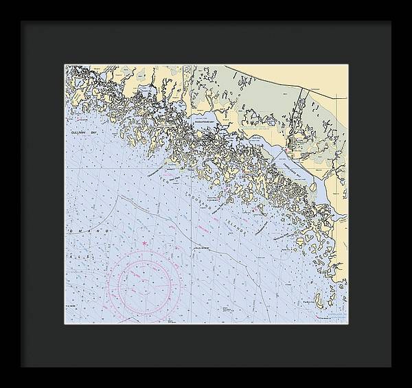 Ten Thousand Islands -florida Nautical Chart _v2 - Framed Print