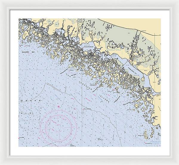 Ten Thousand Islands -florida Nautical Chart _v2 - Framed Print