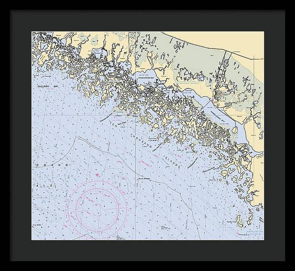 Ten Thousand Islands -florida Nautical Chart _v2 - Framed Print