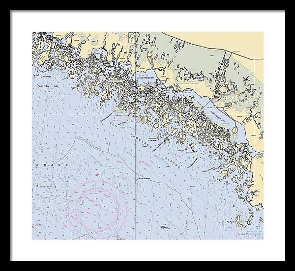 Ten Thousand Islands -florida Nautical Chart _v2 - Framed Print