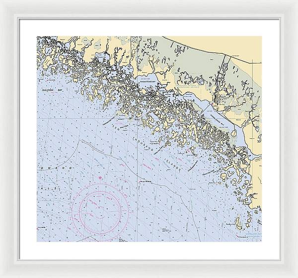 Ten Thousand Islands -florida Nautical Chart _v2 - Framed Print