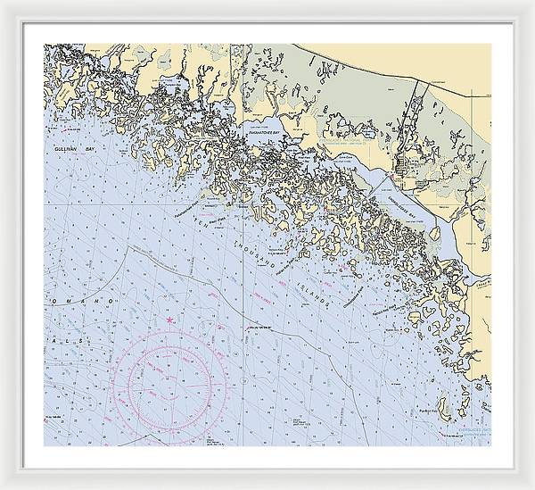 Ten Thousand Islands -florida Nautical Chart _v2 - Framed Print