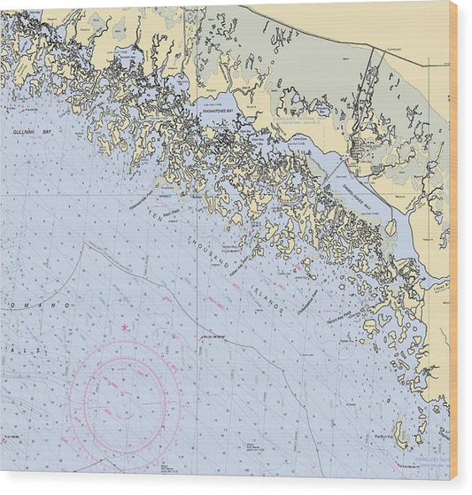 Ten Thousand Islands -Florida Nautical Chart _V2 Wood Print