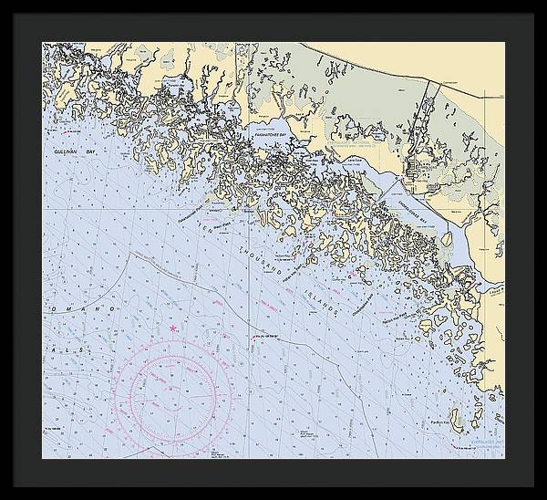 Ten Thousand Islands -florida Nautical Chart _v2 - Framed Print