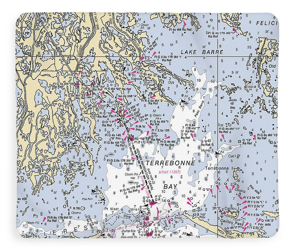 Terrebonne Bay-louisiana Nautical Chart - Blanket