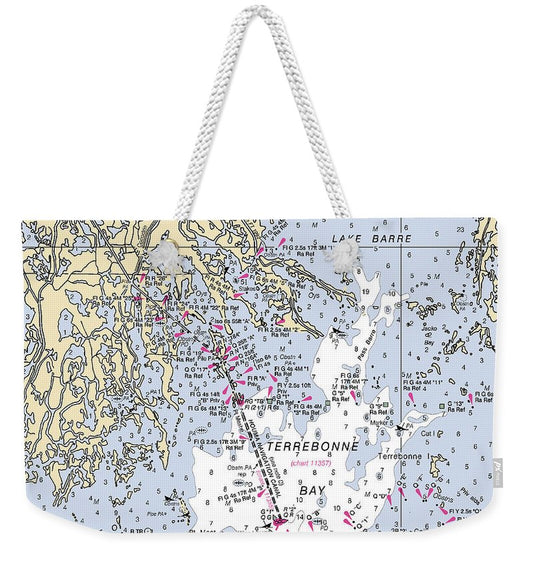 Terrebonne Bay-louisiana Nautical Chart - Weekender Tote Bag