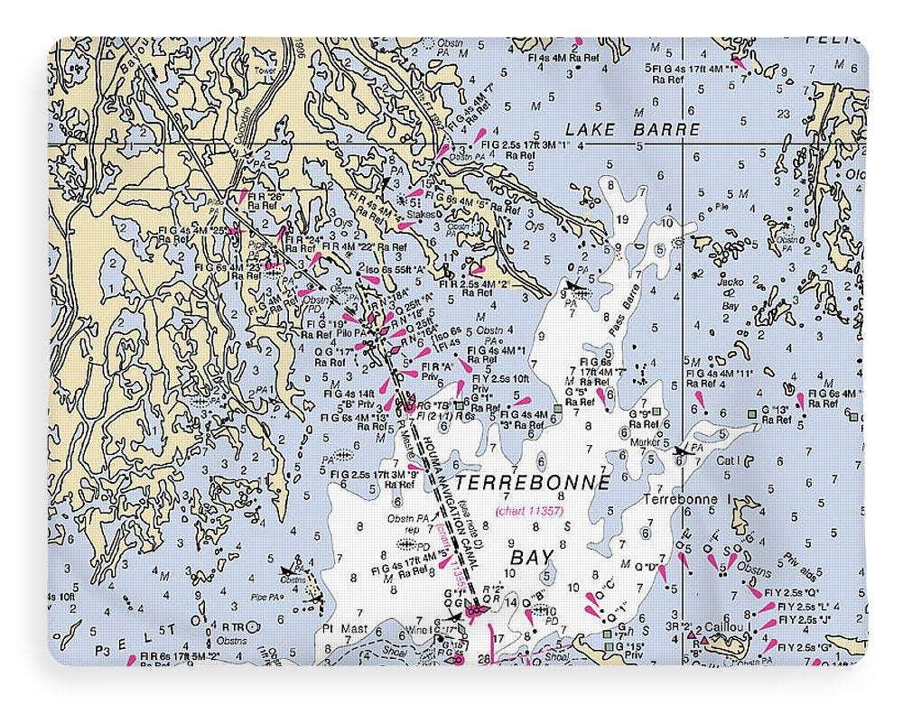 Terrebonne Bay-louisiana Nautical Chart - Blanket
