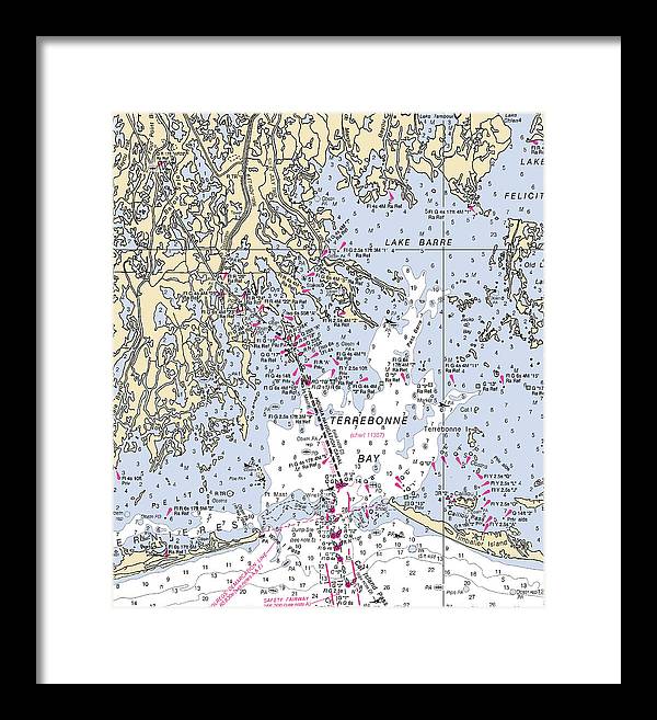 Terrebonne Bay-louisiana Nautical Chart - Framed Print
